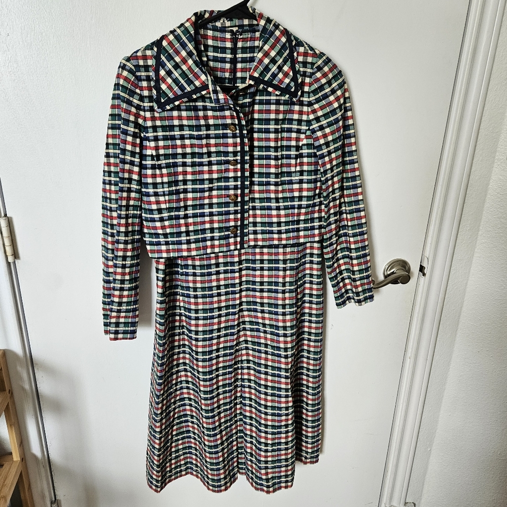 🧵 Vintage 60s Irene Herbert’s Plaid Dress & Jacket Set – Tulsa Label